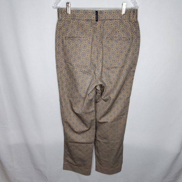 Liz Claiborne Tabitha All-Over Medallion Print Straight Leg Pants Tan Blue 10 - Picture 3 of 5